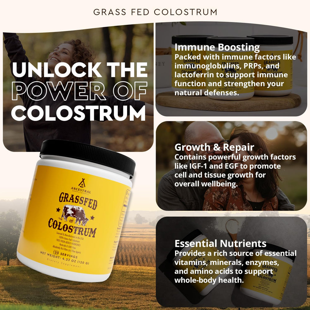 Graphic illustrating immunoglobulins IgG, PRPs, and lactoferrin in colostrum