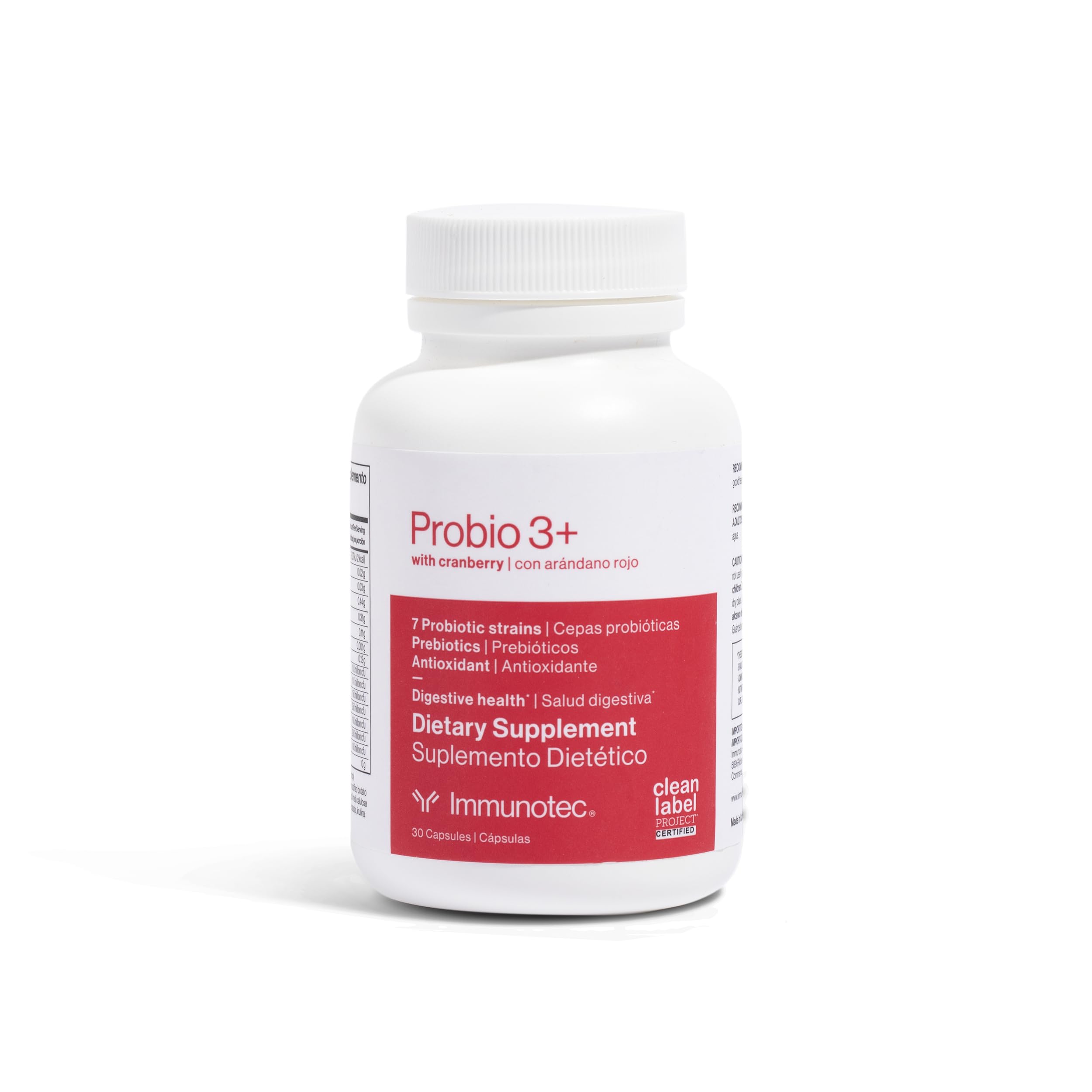 Immunotec PROBIO 3+ with Cranberry bottle on white background
