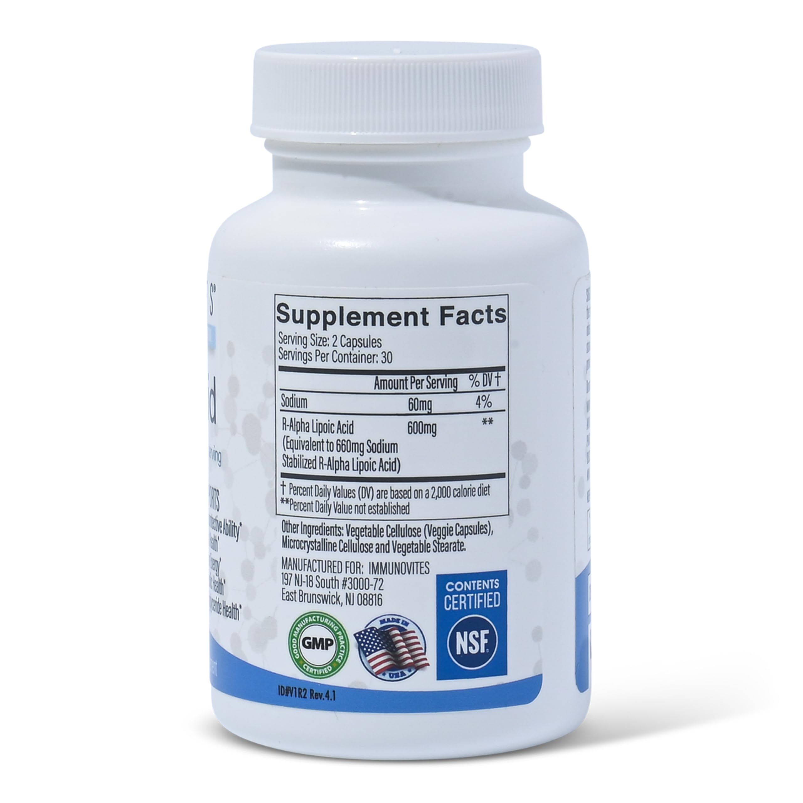 Close-up of product capsule representing 600mg R-ALA