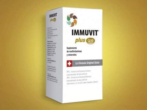 Close-up of Immuvit Plus Q10 Multivitamin ingredients including Korean and Siberian ginseng and Coenzyme Q10