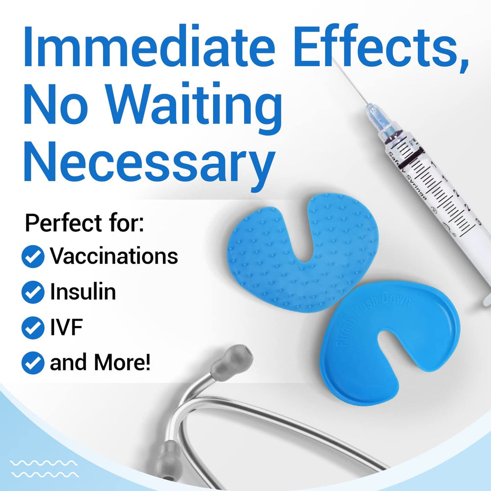 IMPRESA Shot Helper disc pressed on skin for quick relief
