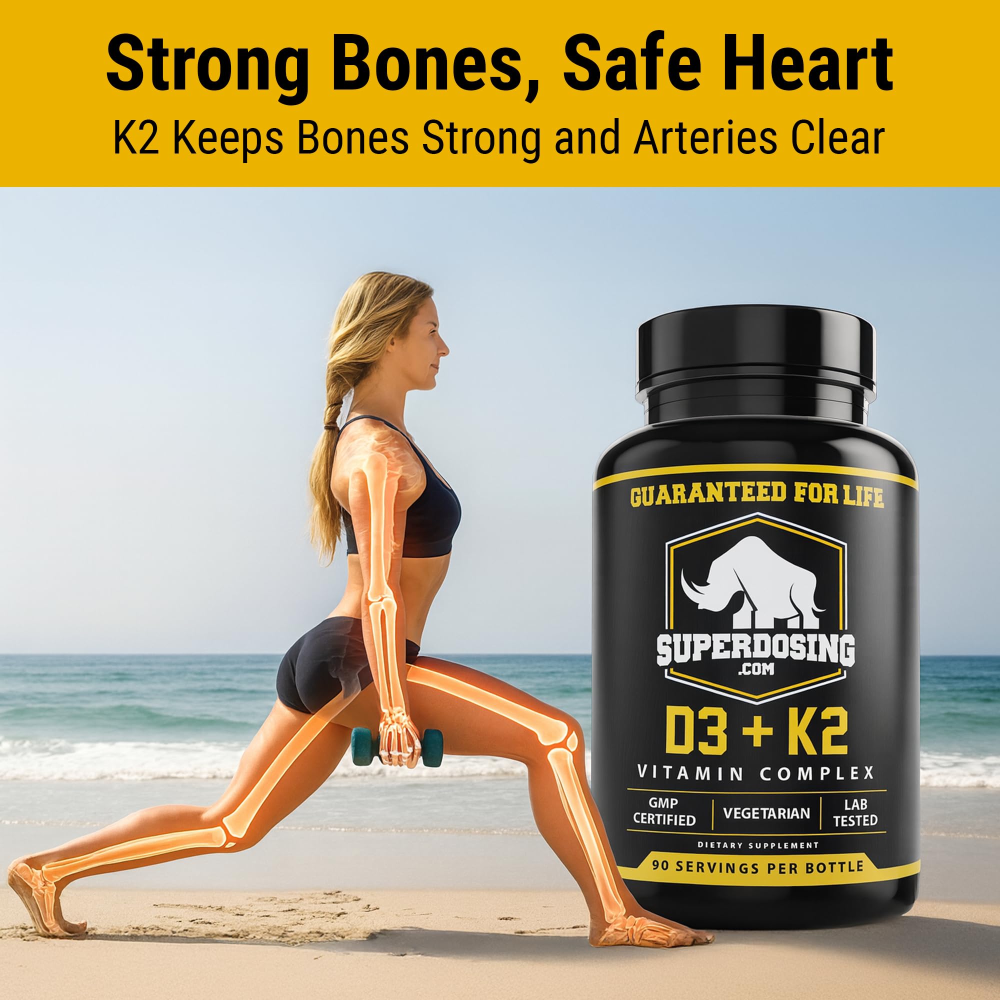 Close-up of 270-count D3K2 bottle