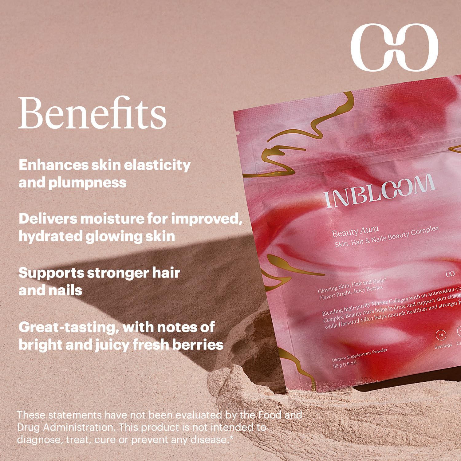 Berry flavor powder scoop with glass of water