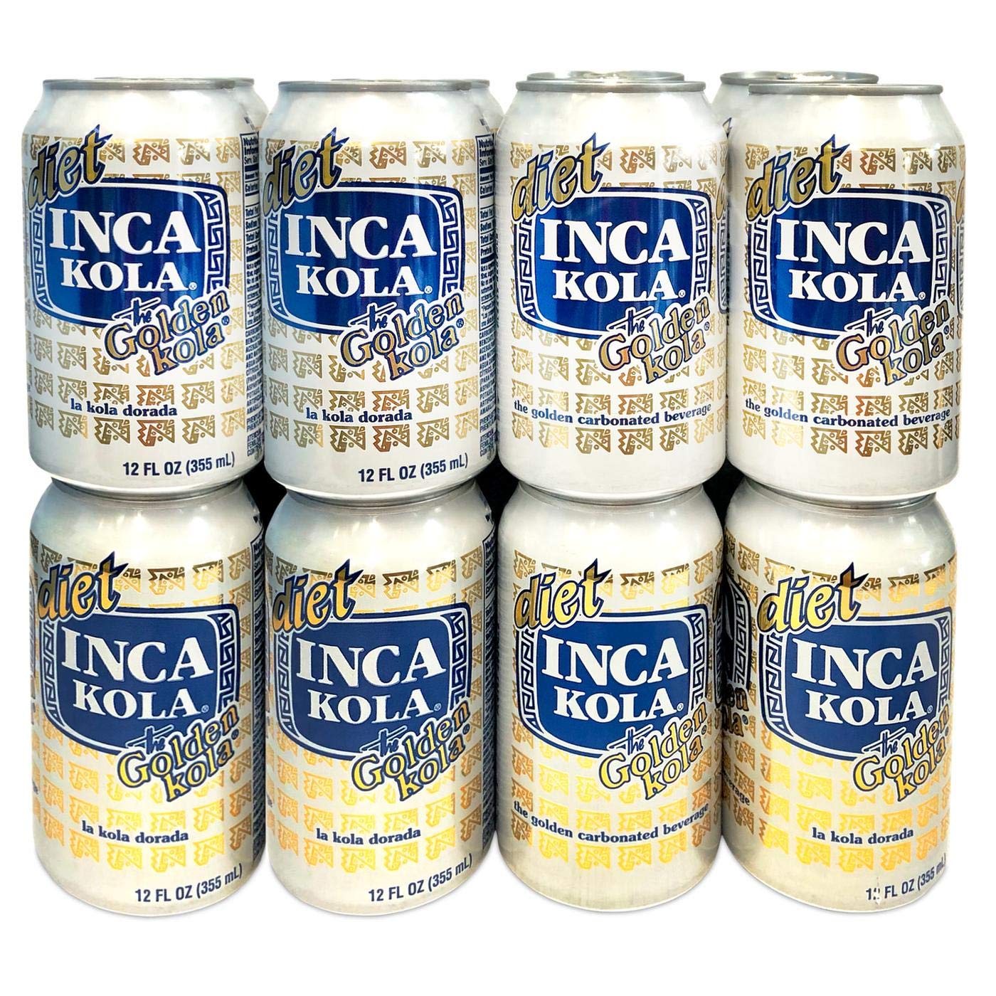 Inca Kola Diet Soda can, 12oz, low-sodium, refreshing Peruvian beverage.