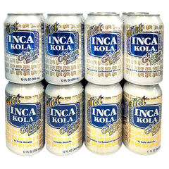 Inca Kola Diet Soda can, 12oz, low-sodium, refreshing Peruvian beverage.