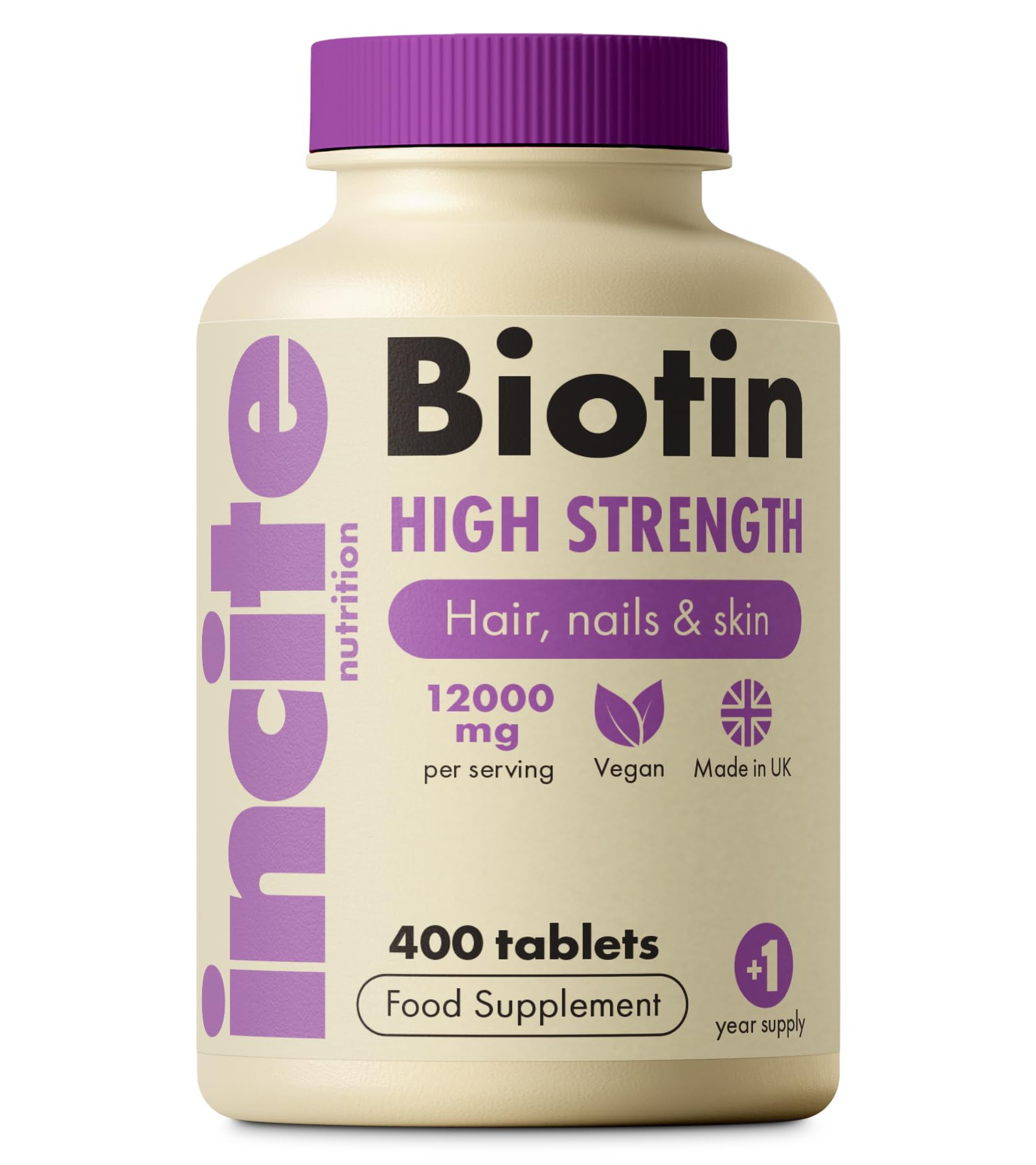 Incite Nutrition Biotin 12000mcg 400-tablet pack