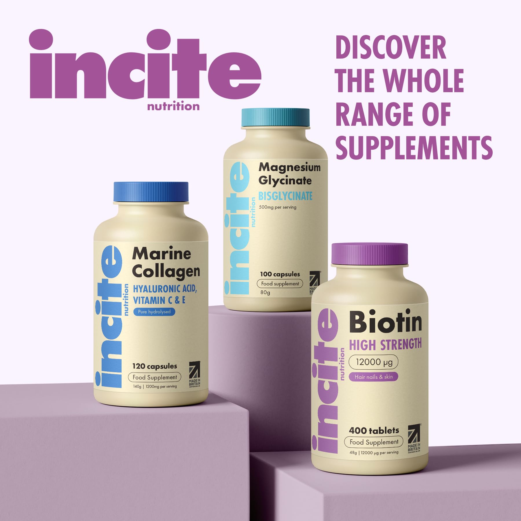 Made in the UK Biotin supplement packaging