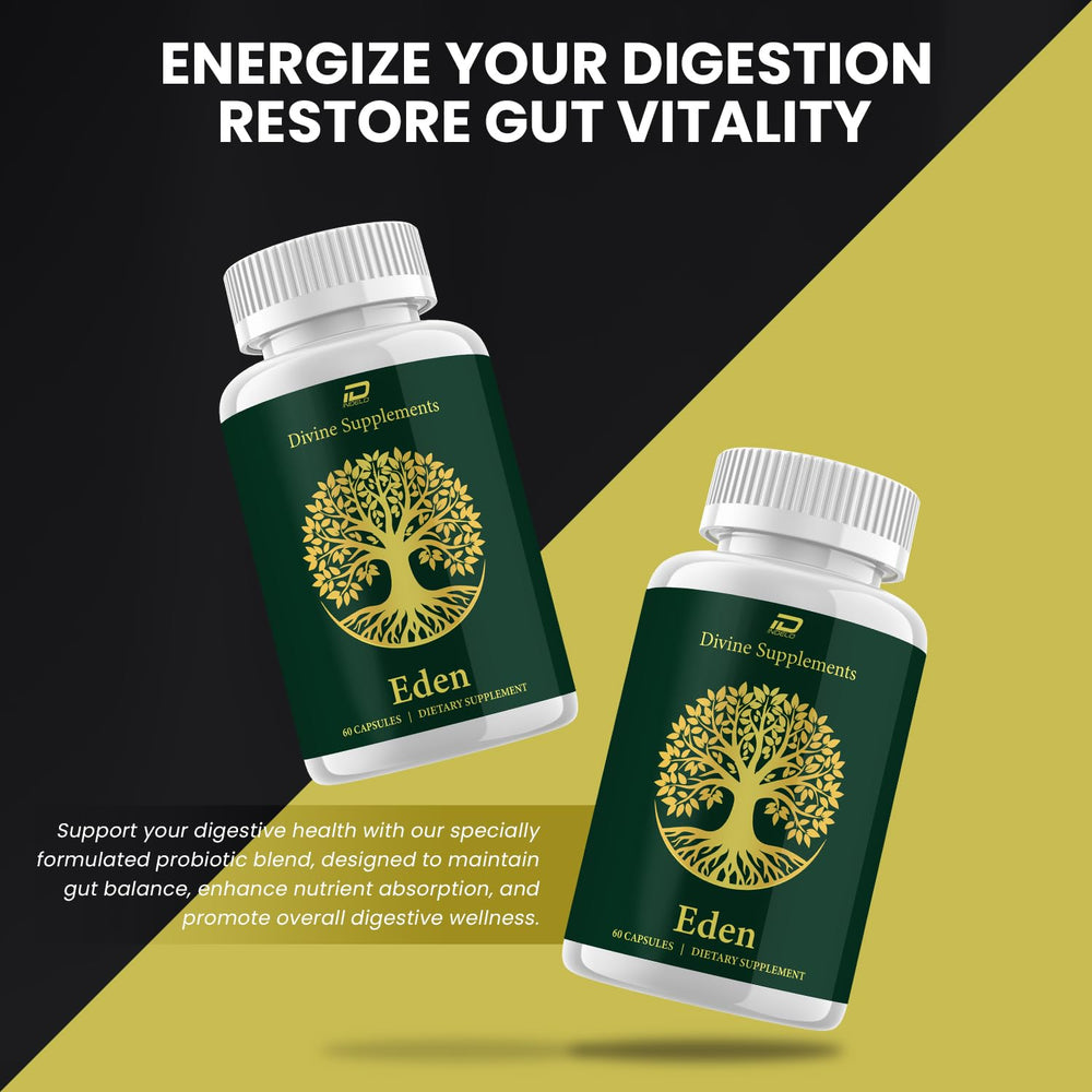 Digestive wellness infographic featuring Eden Capsules
