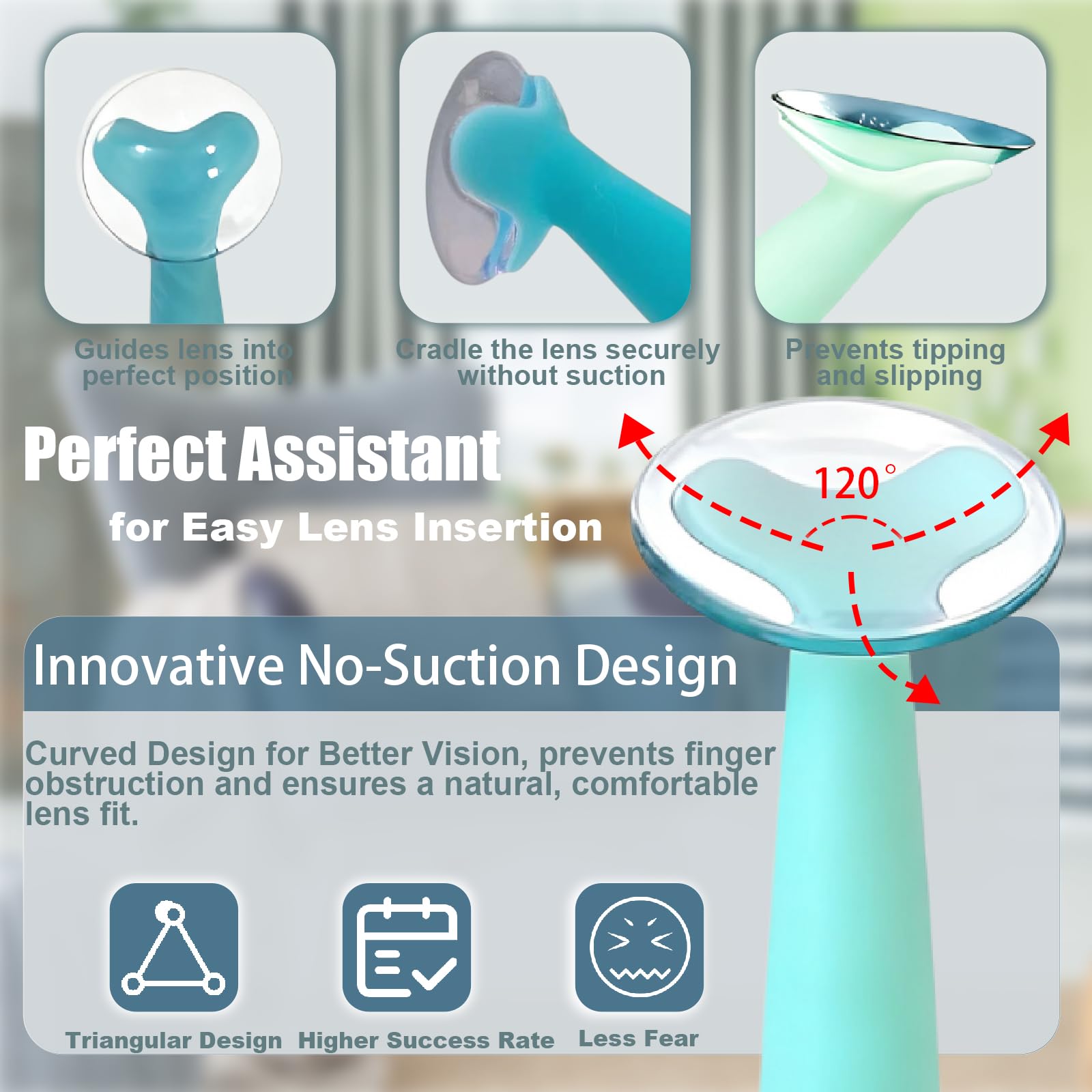 Individually bottled lens inserters in sealed containers