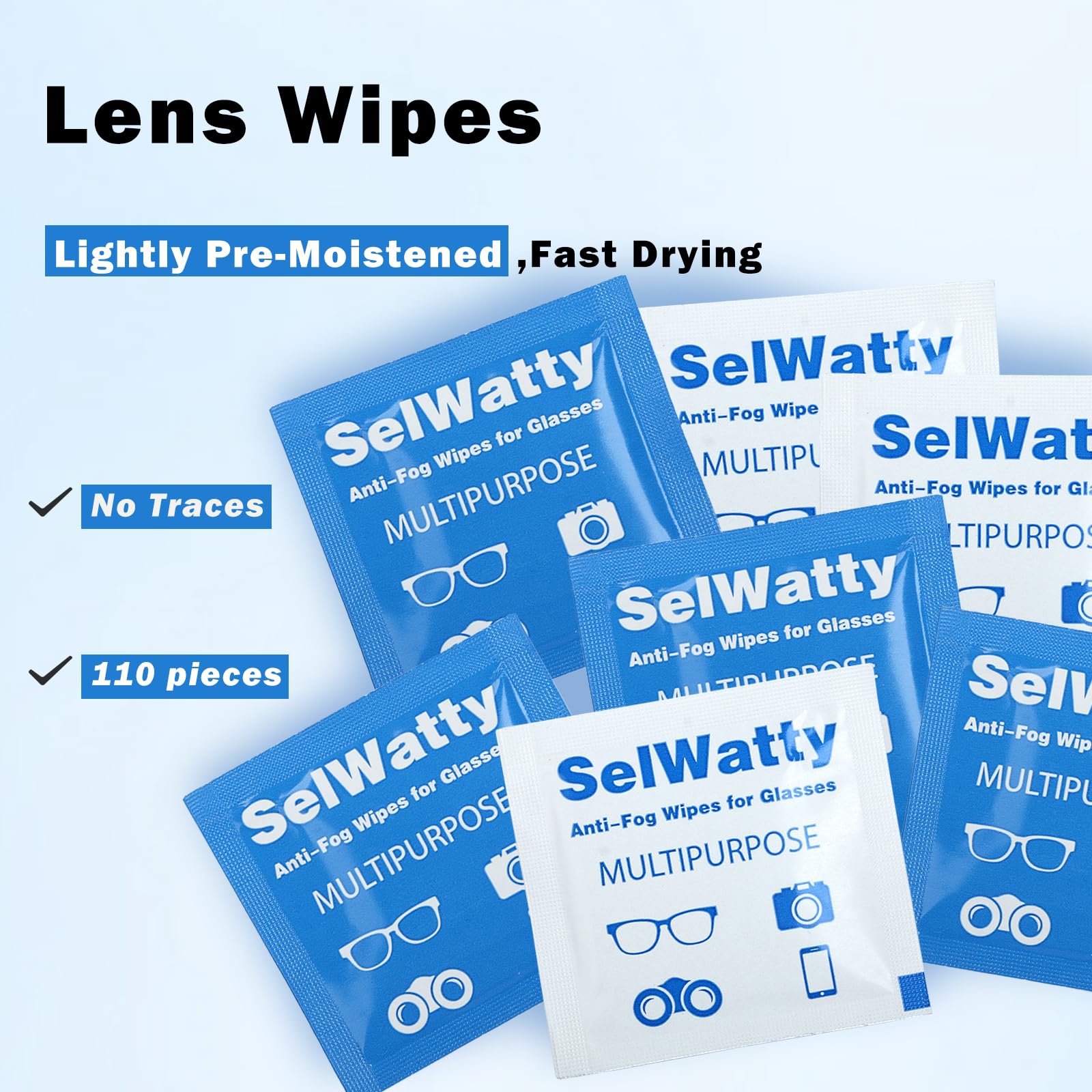 Individually wrapped anti-fog wipes