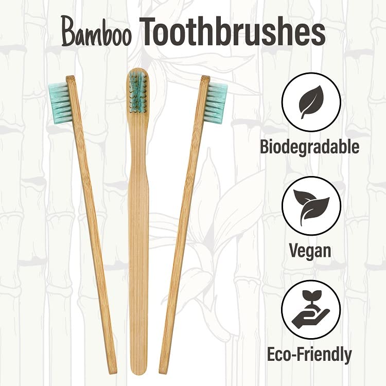 Individually wrapped bamboo toothbrushes with recyclable paper packaging