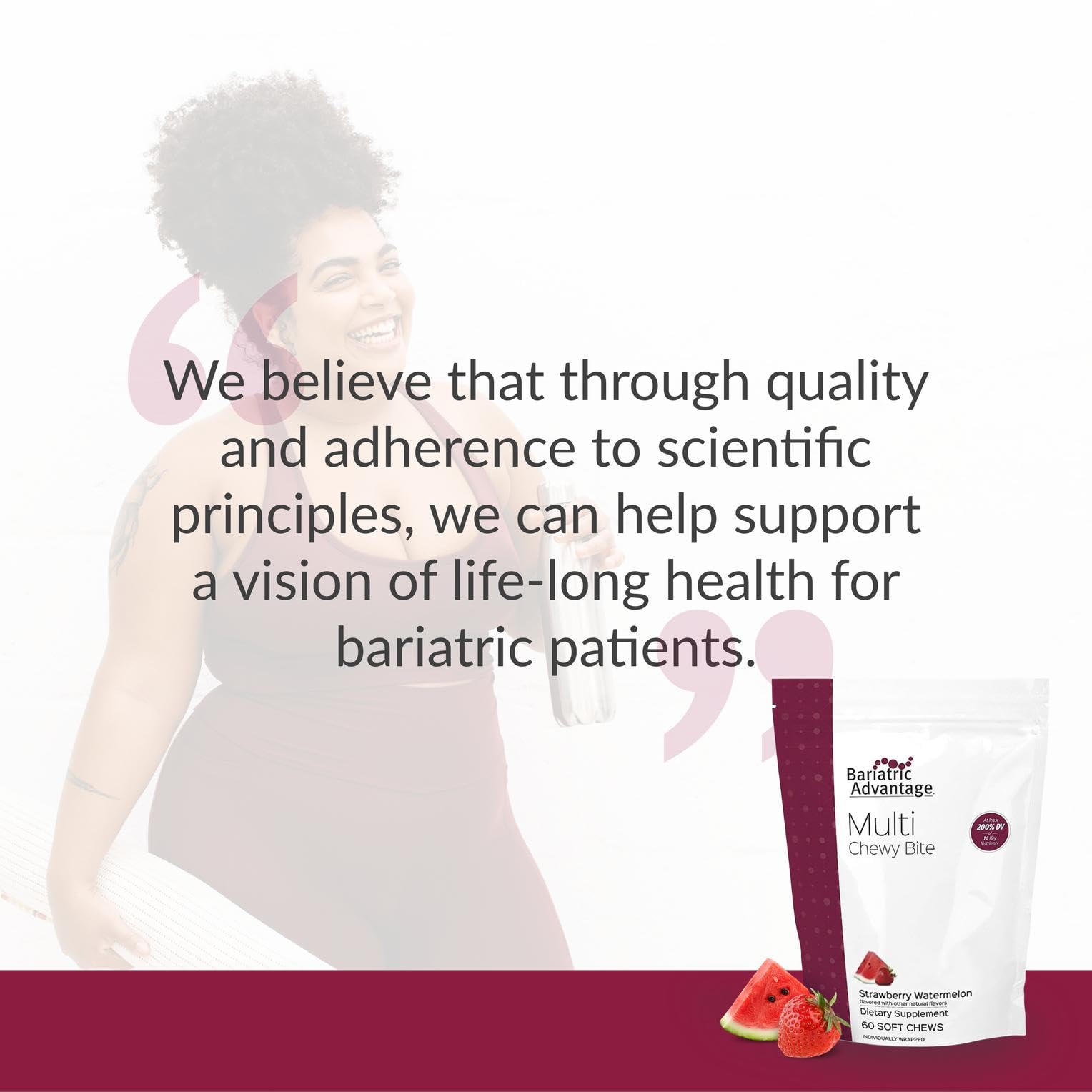 Individually wrapped bariatric chew packets for on-the-go use