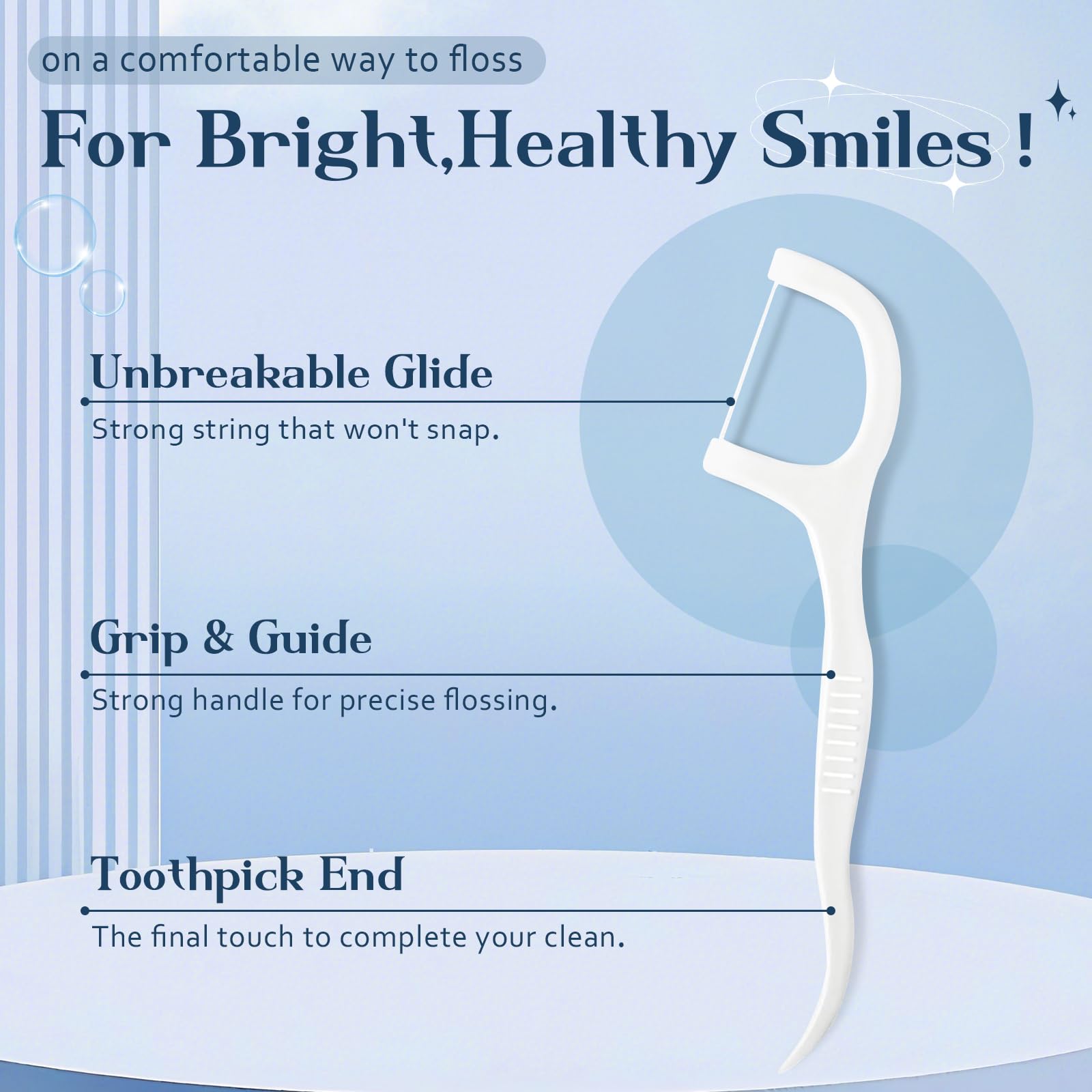 Individually wrapped floss picks in multi-color packaging