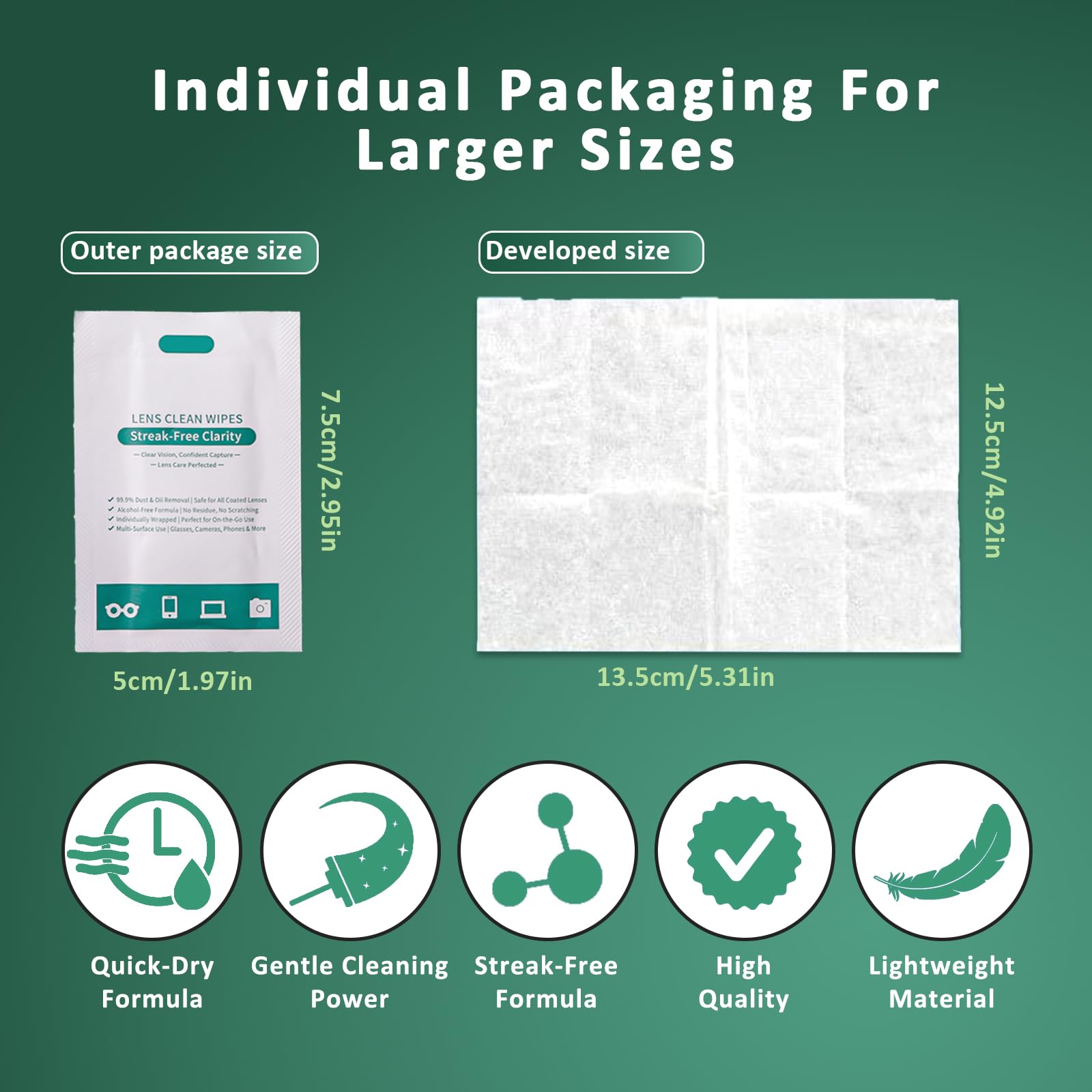 Individually wrapped lens cleaning wipes