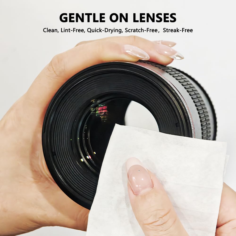 Close-up of individually wrapped lens wipe