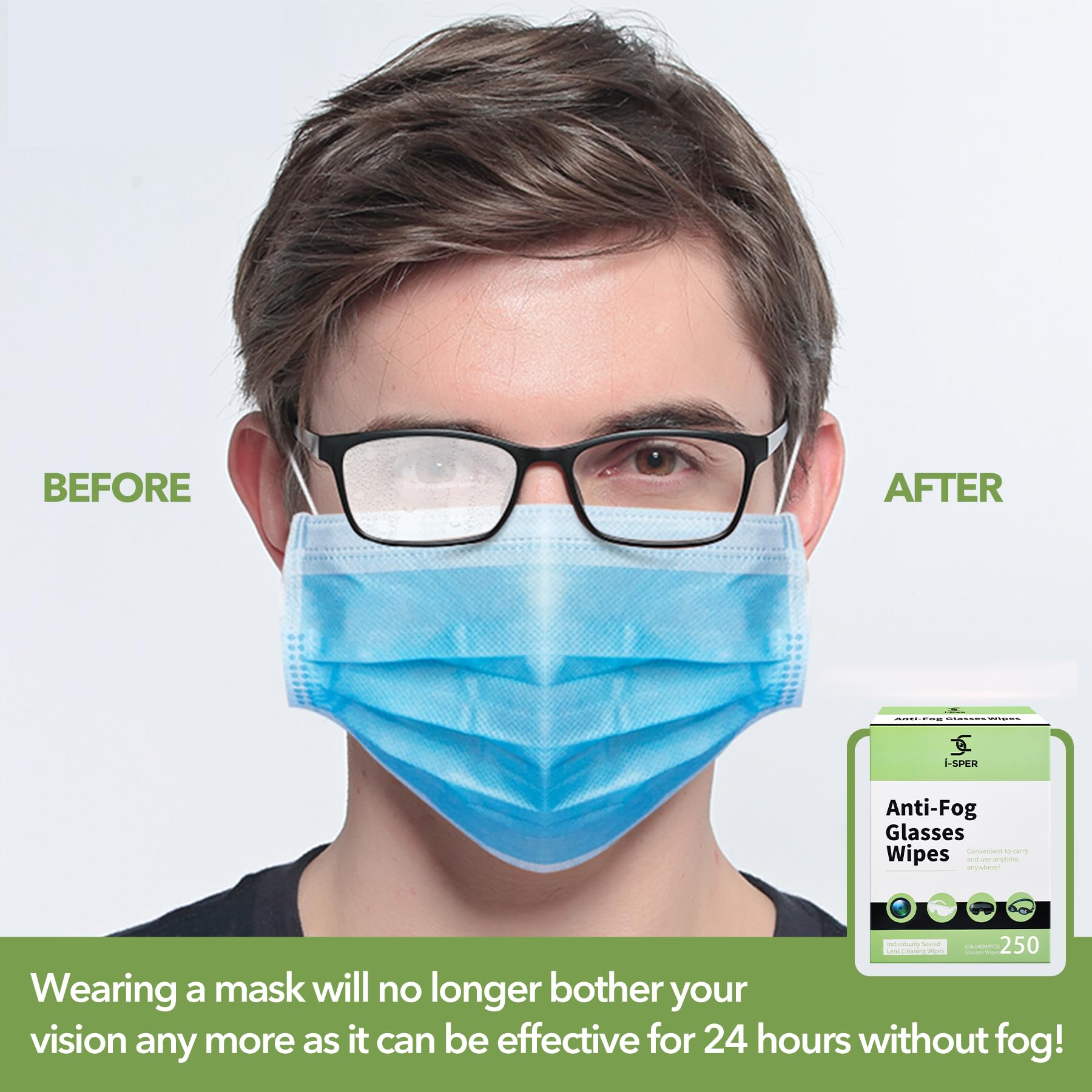 Individually wrapped pre-moistened lens wipes