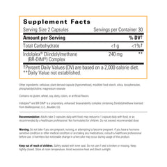 Back label of Indolplex bottle detailing ingredients and dosage