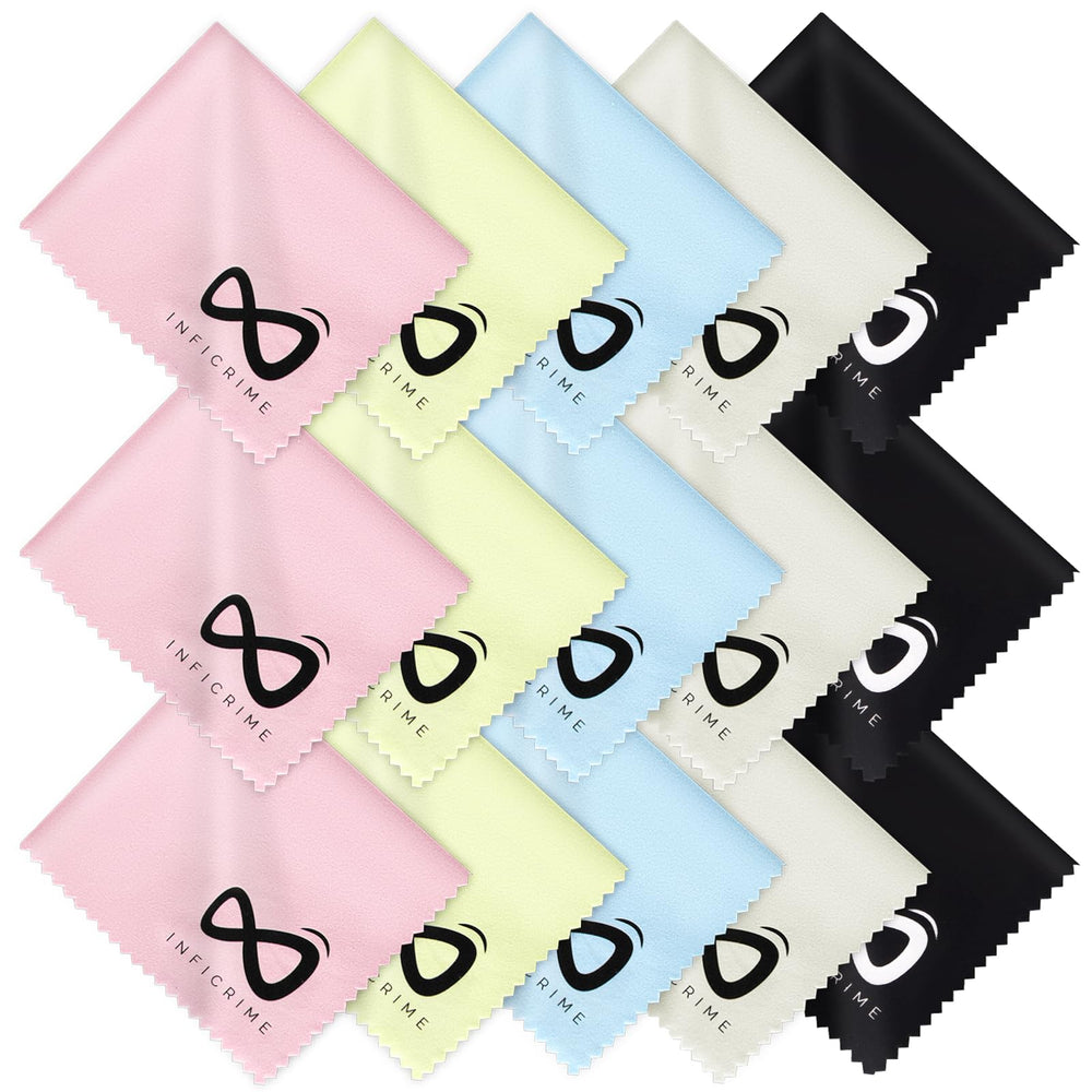INFICRIME 15-pack microfiber cloths pack shot showing all colors
