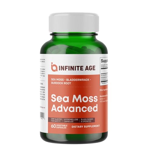 Bottle of INFINITE AGE 1250mg Sea Moss Advanced Superfood Capsules