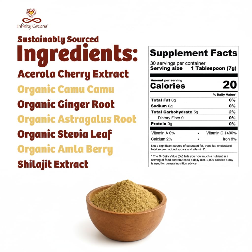 Organic acerola powder used in Infinity-C Vitamin C blend