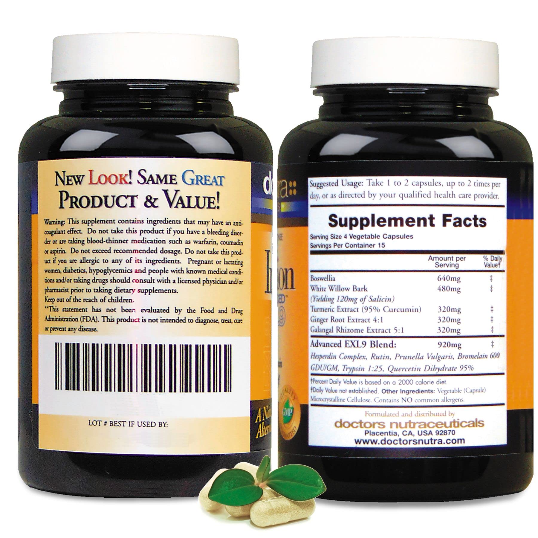 Close up view of InflamEzze capsules