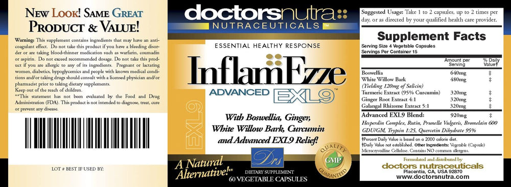 Ingredients: Boswellia, White Willow Bark, Curcumin, Ginger Root, and A Galanga