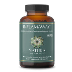 Front view of Natura Health InflamAway bottle containing 90 capsules