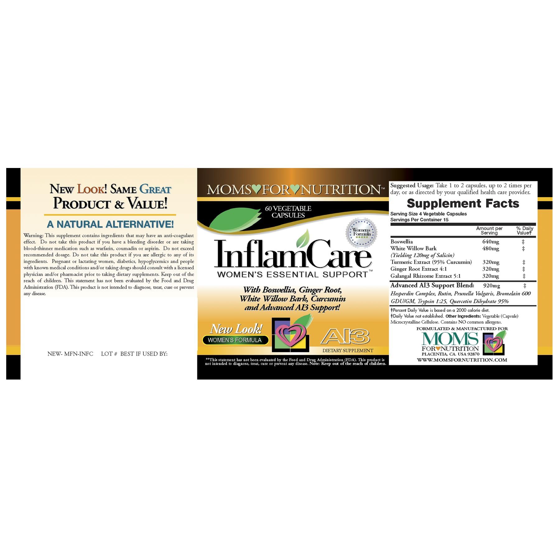 Gluten-free label for InflamCare 3000MG Essential Synergy