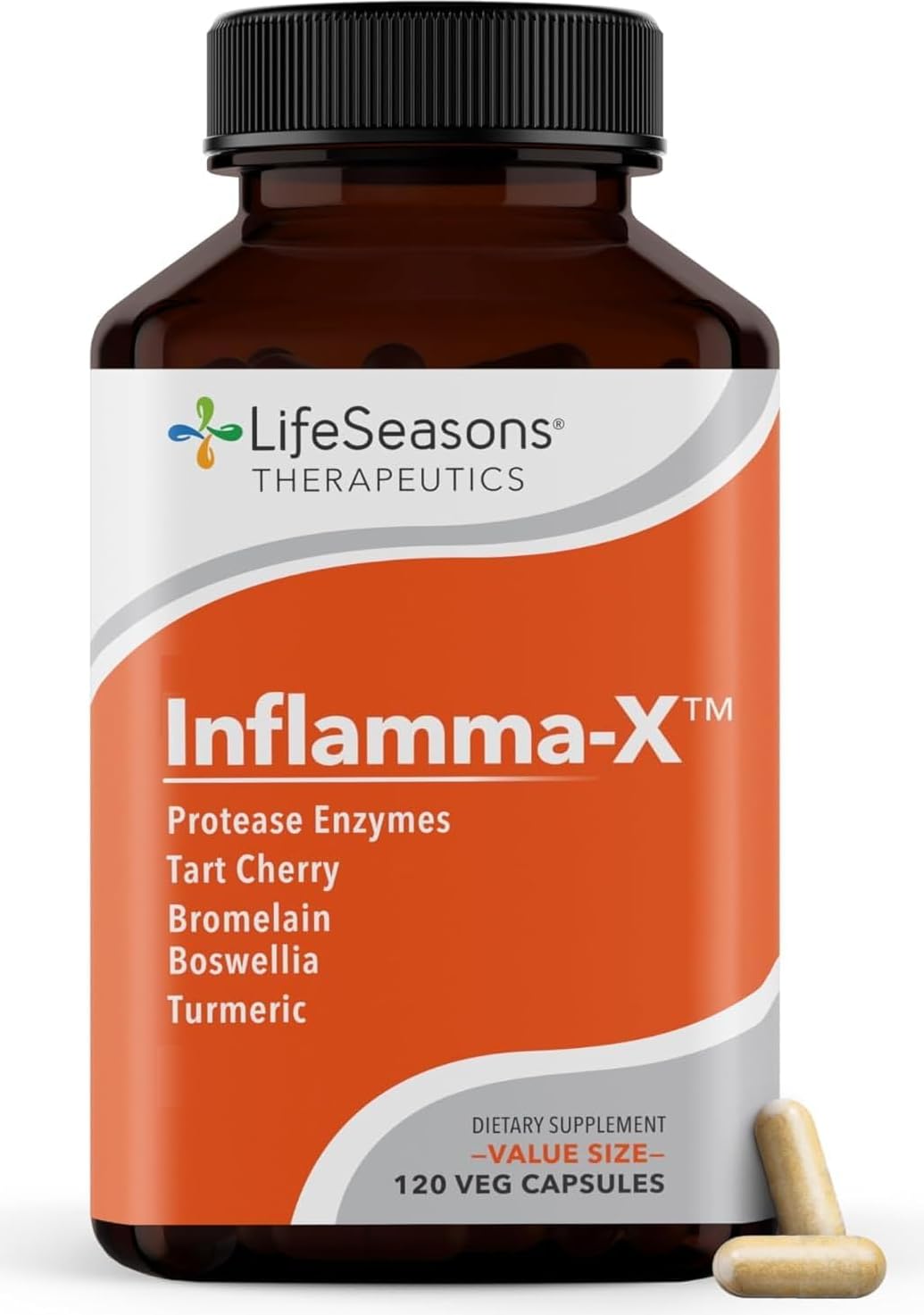 LifeSeasons Inflamma-X bottle and capsules for joint support