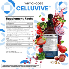 Graphic of ingredients including resveratrol, taurine and fisetin