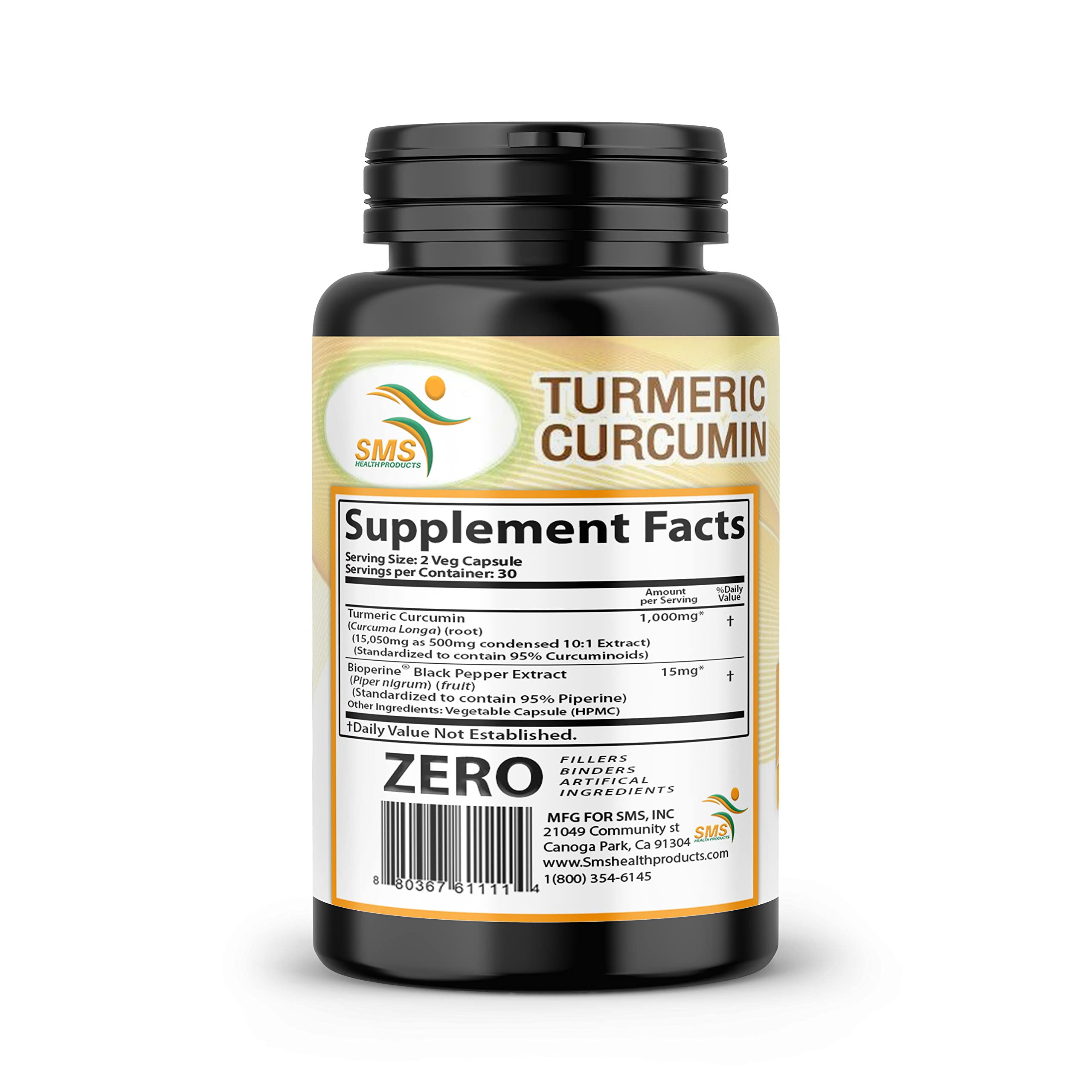 Ingredient list emphasizing curcuminoids