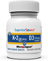 Label showing K2 MK-7 100 mcg and D3 125 mcg ingredients