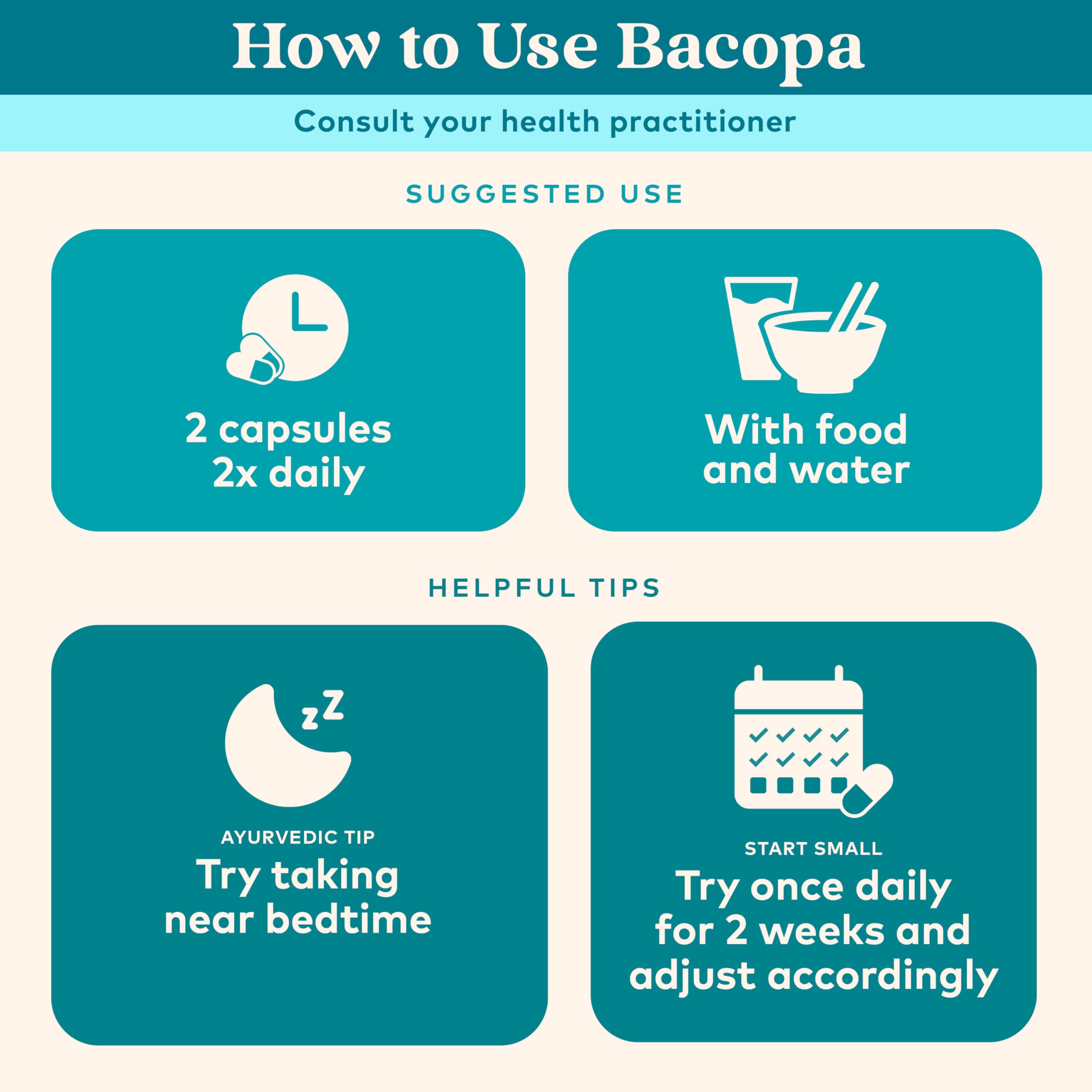 Ingredient list showing organic Bacopa and other herbs