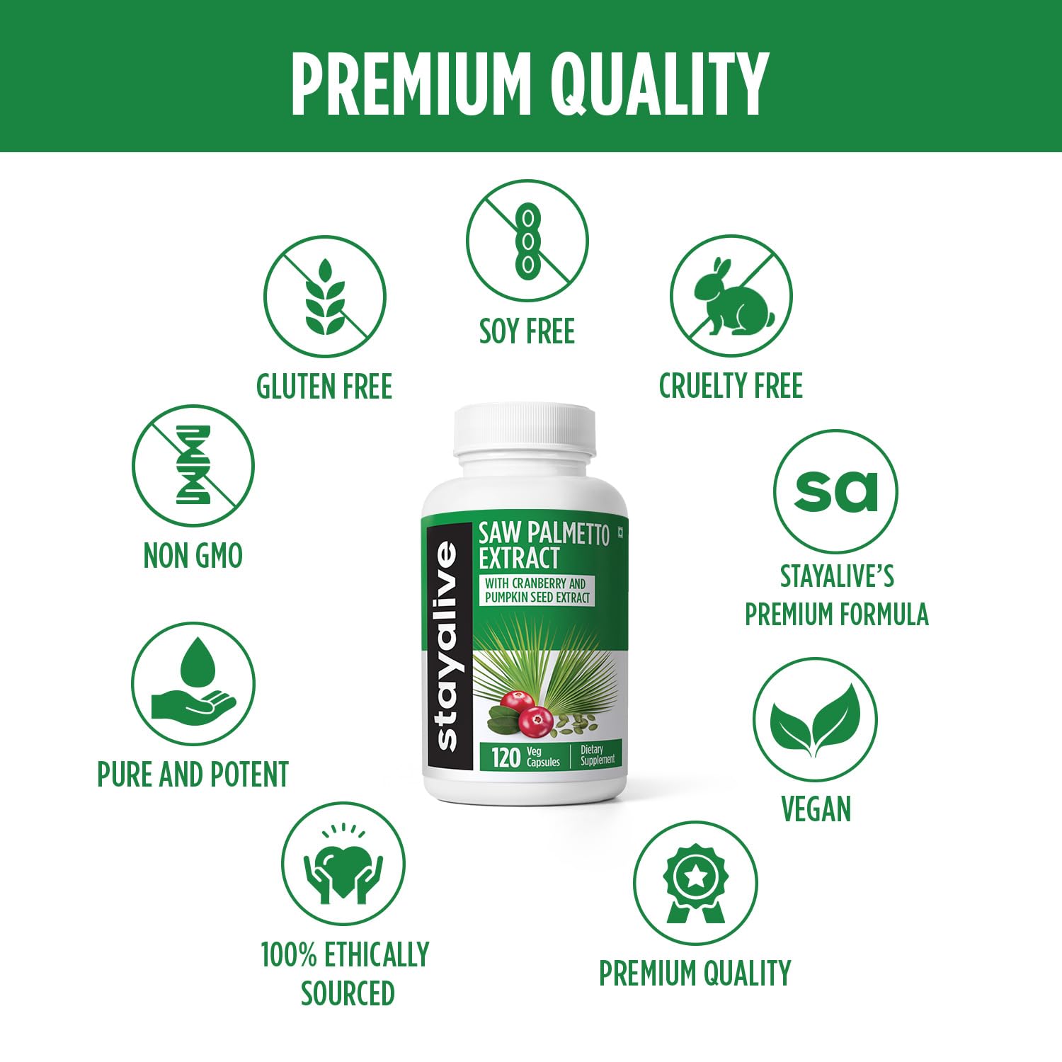 Ingredient panel listing Saw Palmetto, Cranberry, Pumpkin Seed