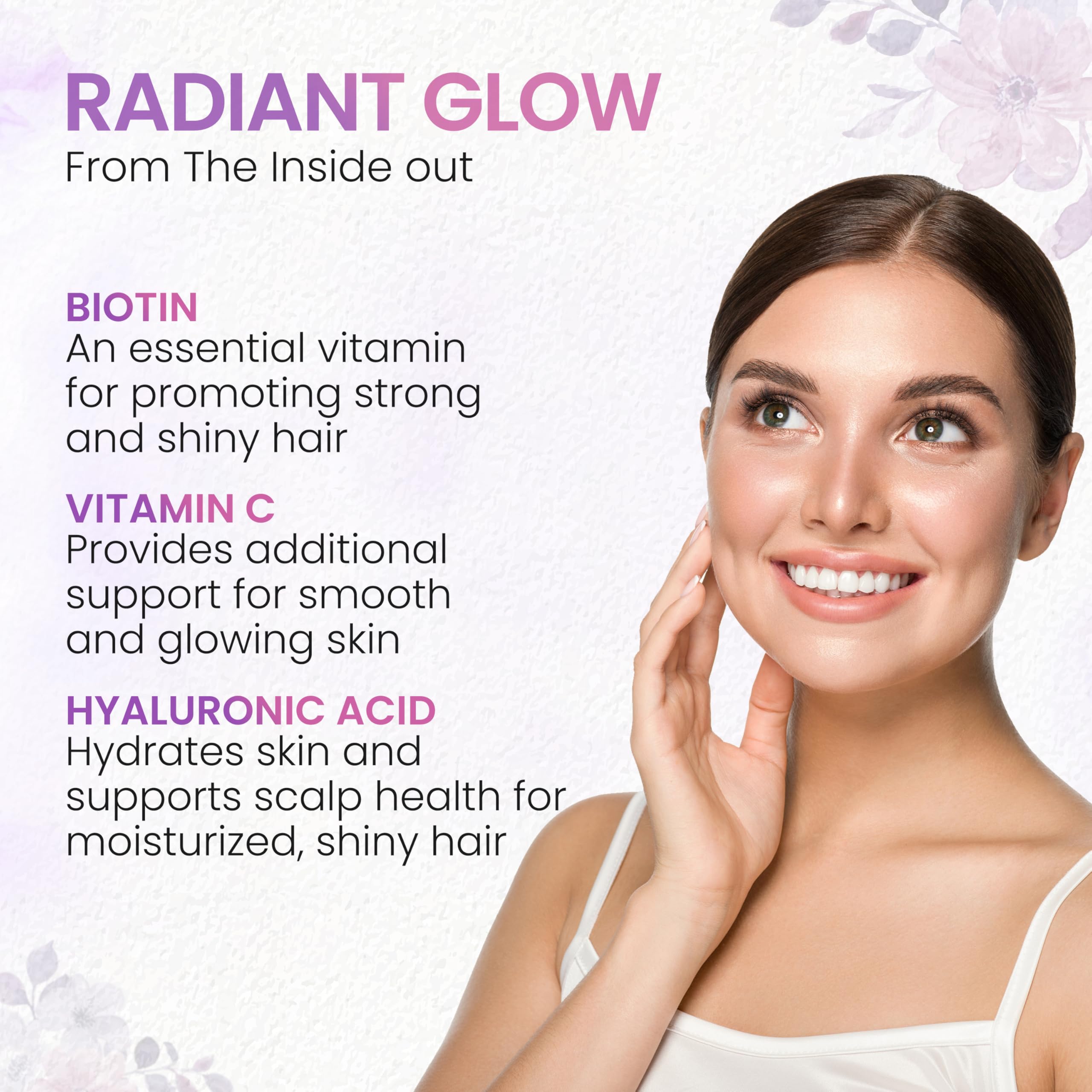 Biotin, hyaluronic acid and vitamin C ingredients panel