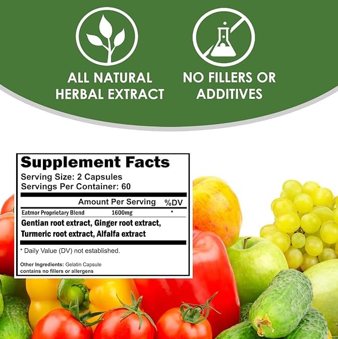 Ingredients: Gentian root, Ginger root, Alfalfa, Turmeric