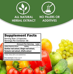 Ingredients: Gentian root, Ginger root, Alfalfa, Turmeric