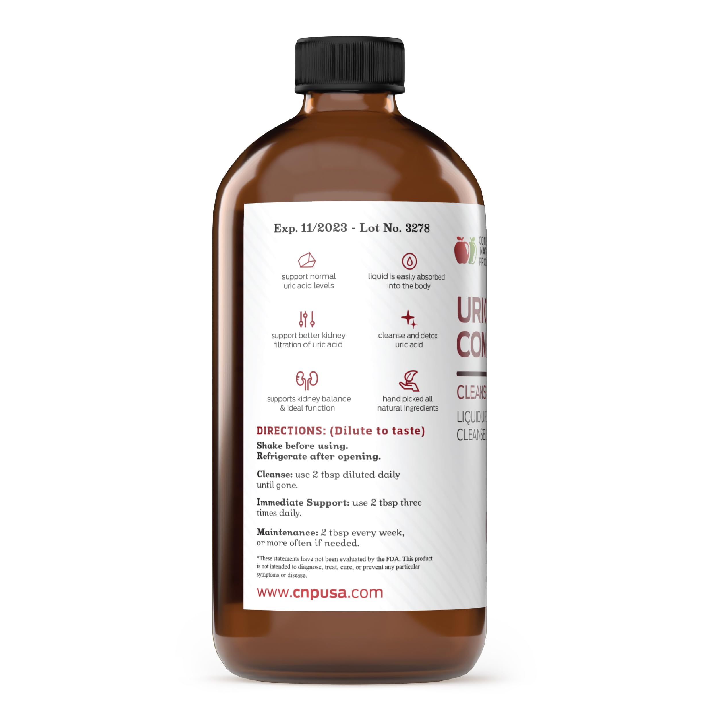 Graphic showing ingredients: apple cider vinegar, tart cherry, beet root, lemon, cinnamon