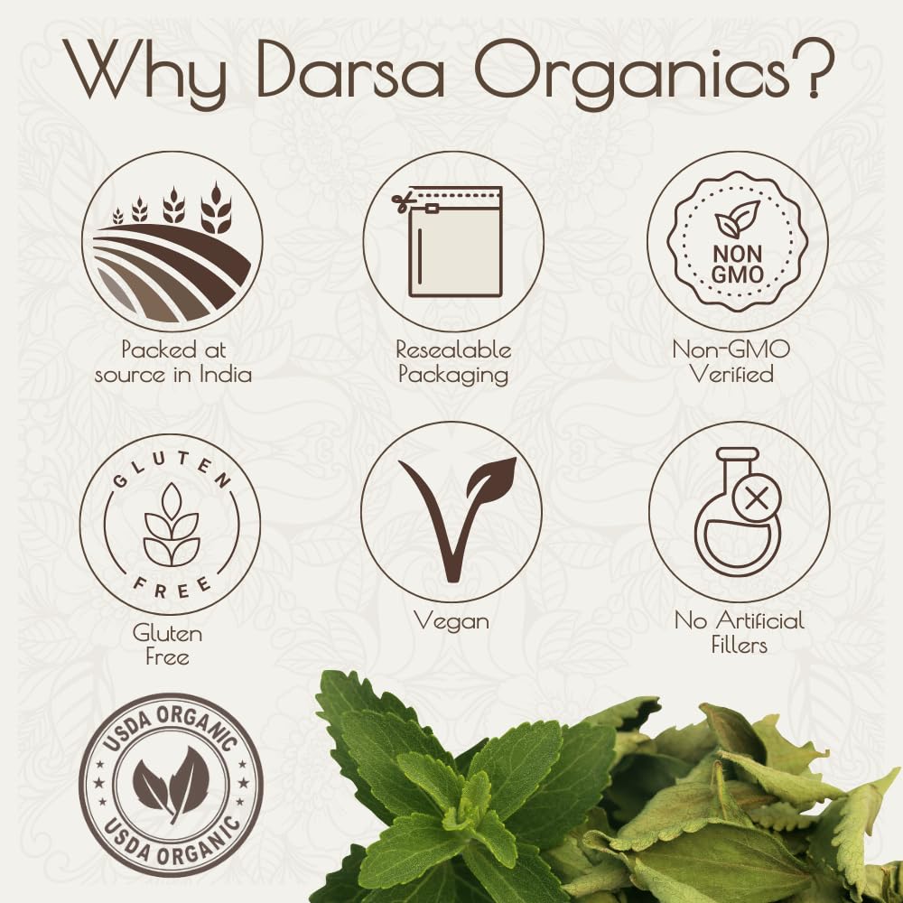 Ingredients and USDA Organic certification for stevia powder