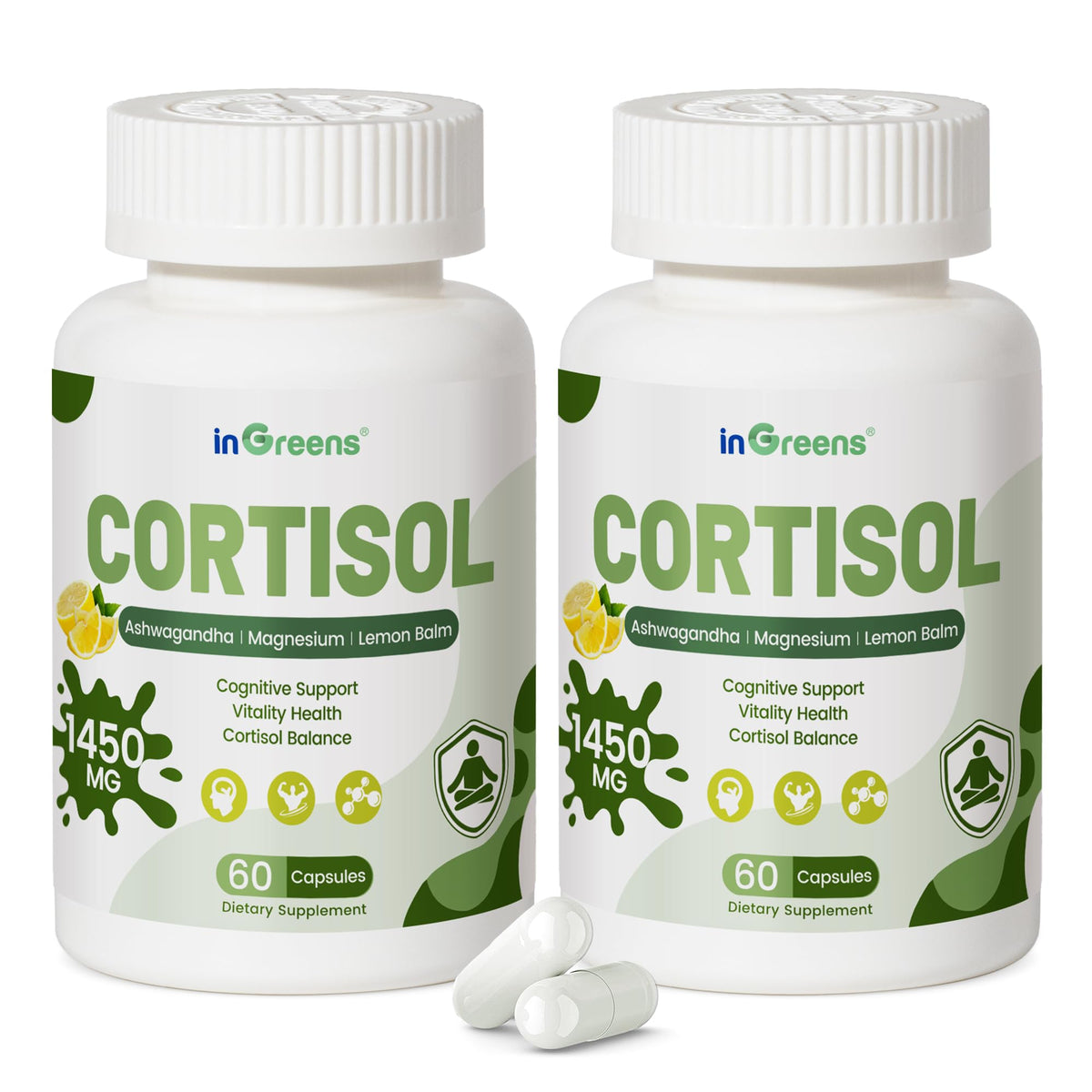inGreens Cortisol Supplement packaging with bottle