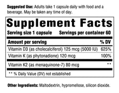 D3, K1, K2 blend ingredients arranged
