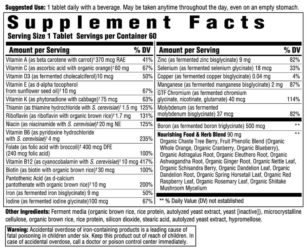 Close-up of a daily multivitamin tablet