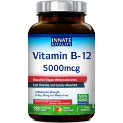 Innate Vitality B12 5000mcg sublingual peach-flavored tablet hero image