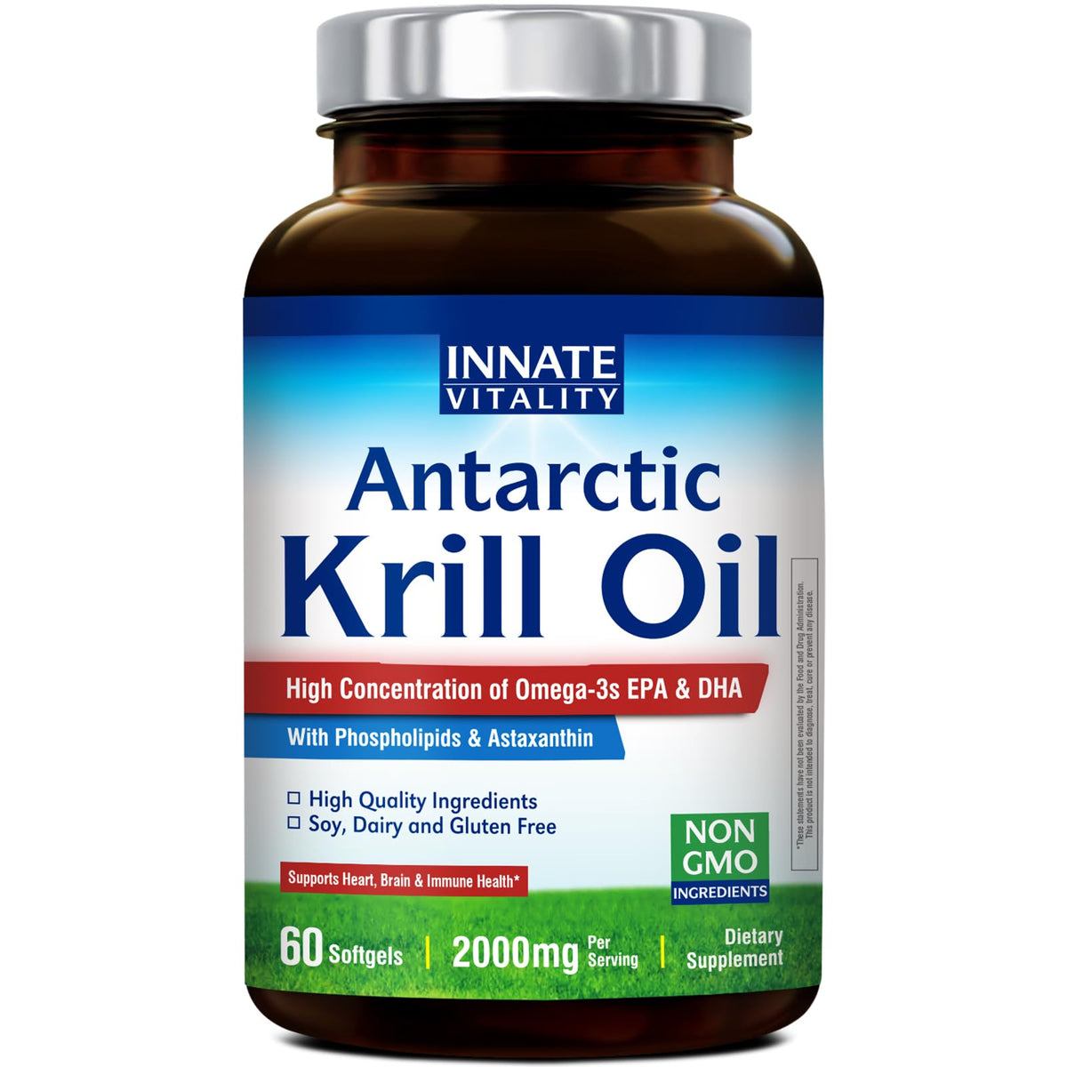 Innate Vitality Antarctic Krill Oil bottle and capsules