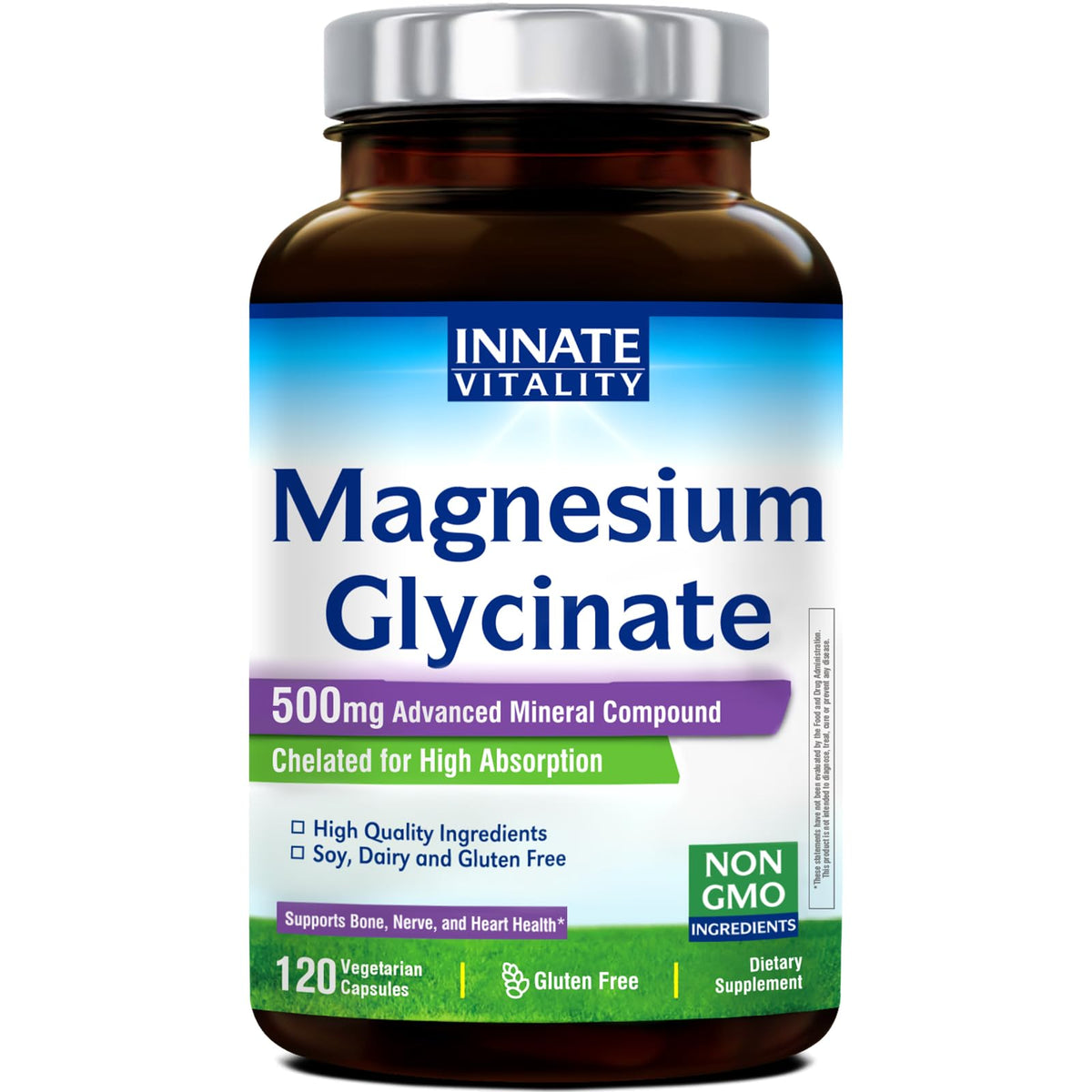 Innate Vitality Magnesium Glycinate 500mg bottle hero image