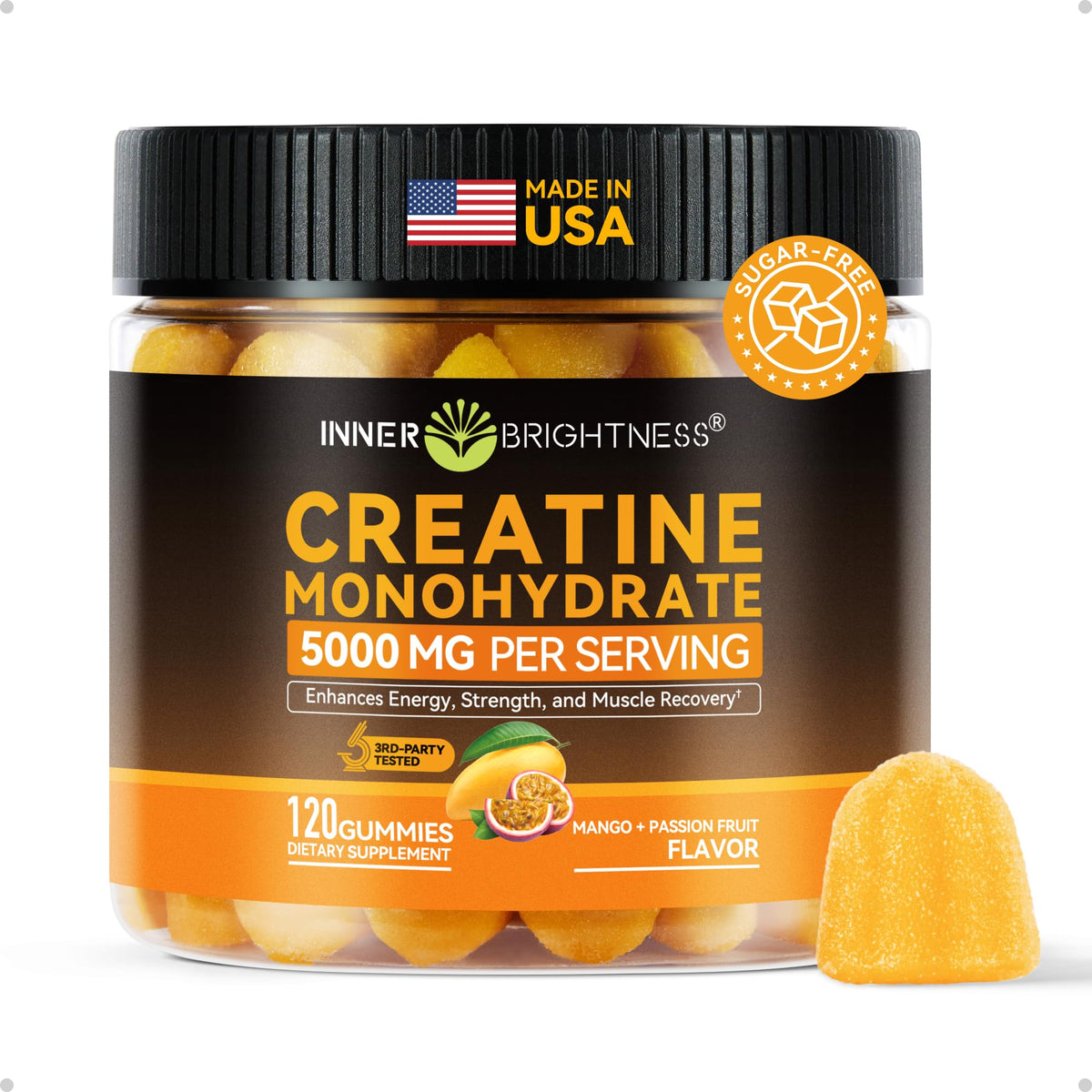 Inner Brightness Creatine Gummies bottle with mango passionfruit flavor