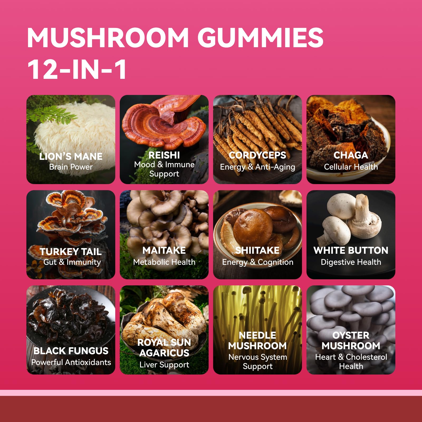 Immune-support mushroom gummies with beta-glucans and antioxidants