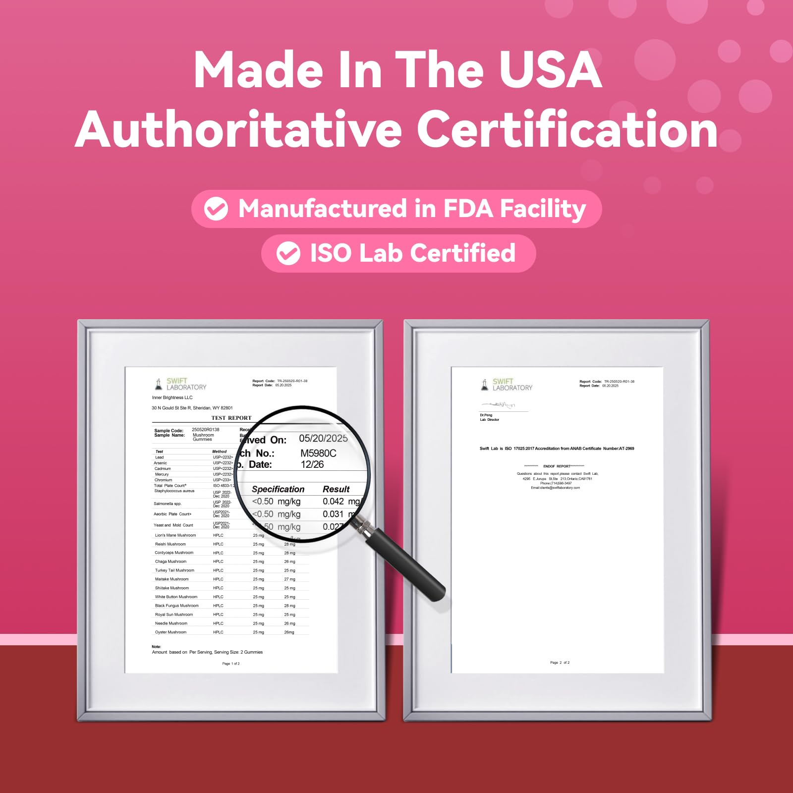 Gummies featuring Lion's Mane, Reishi, and Cordyceps for focus