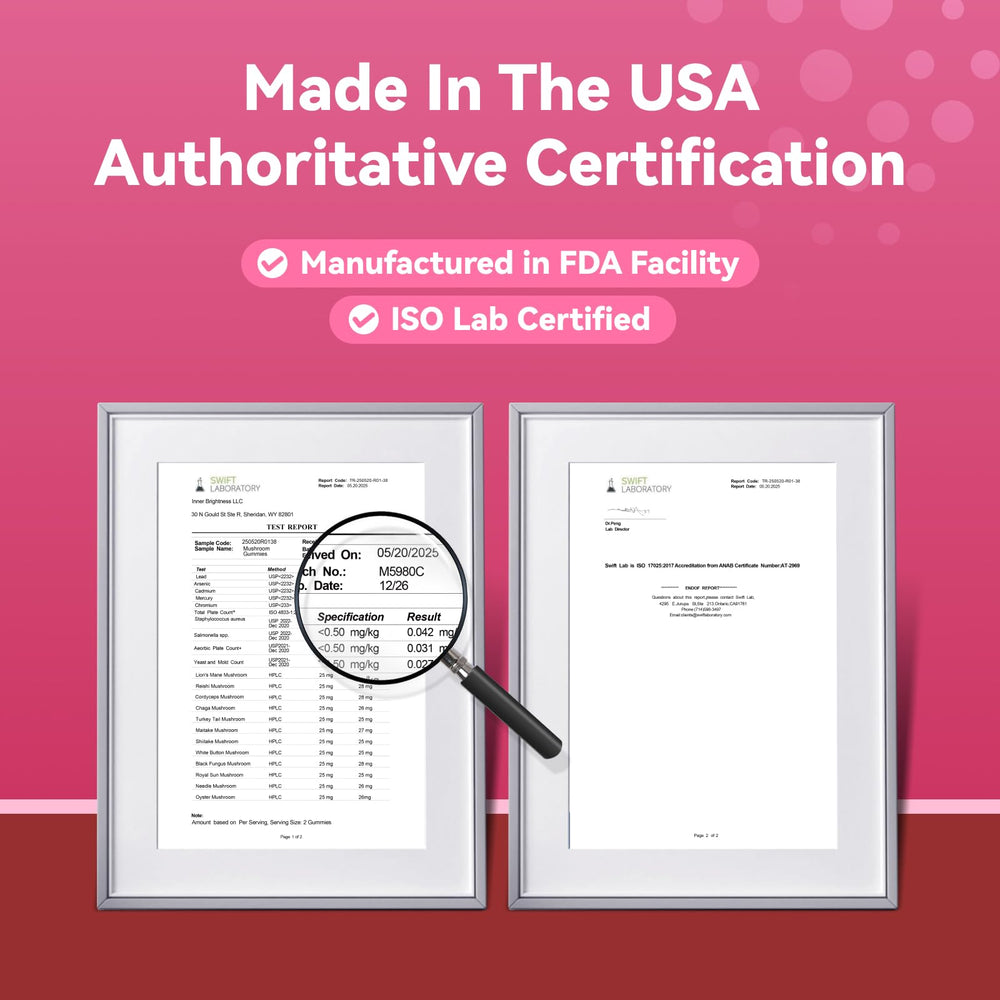 Gummies featuring Lion's Mane, Reishi, and Cordyceps for focus