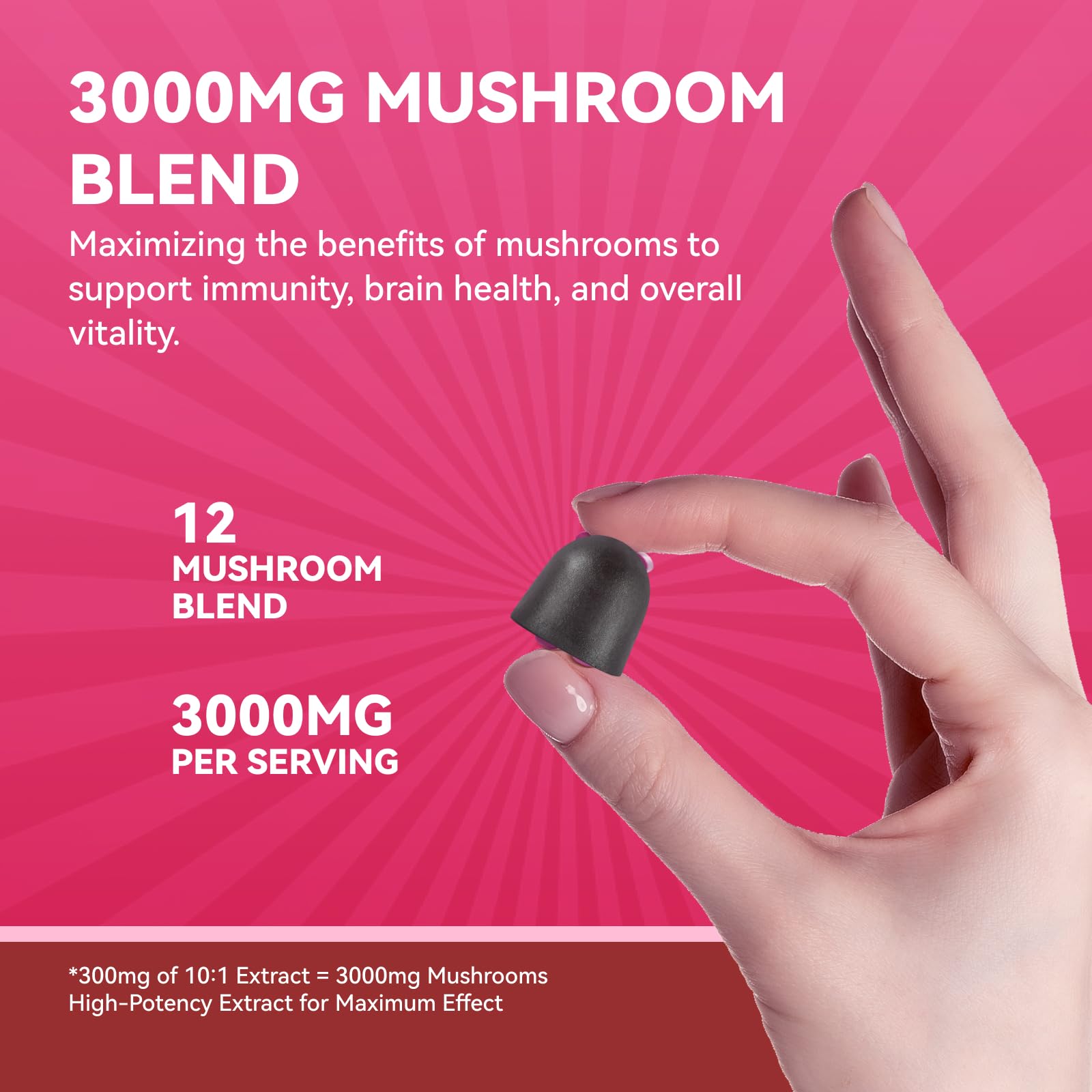 Mixed berry flavor 12-mushroom blend gummy